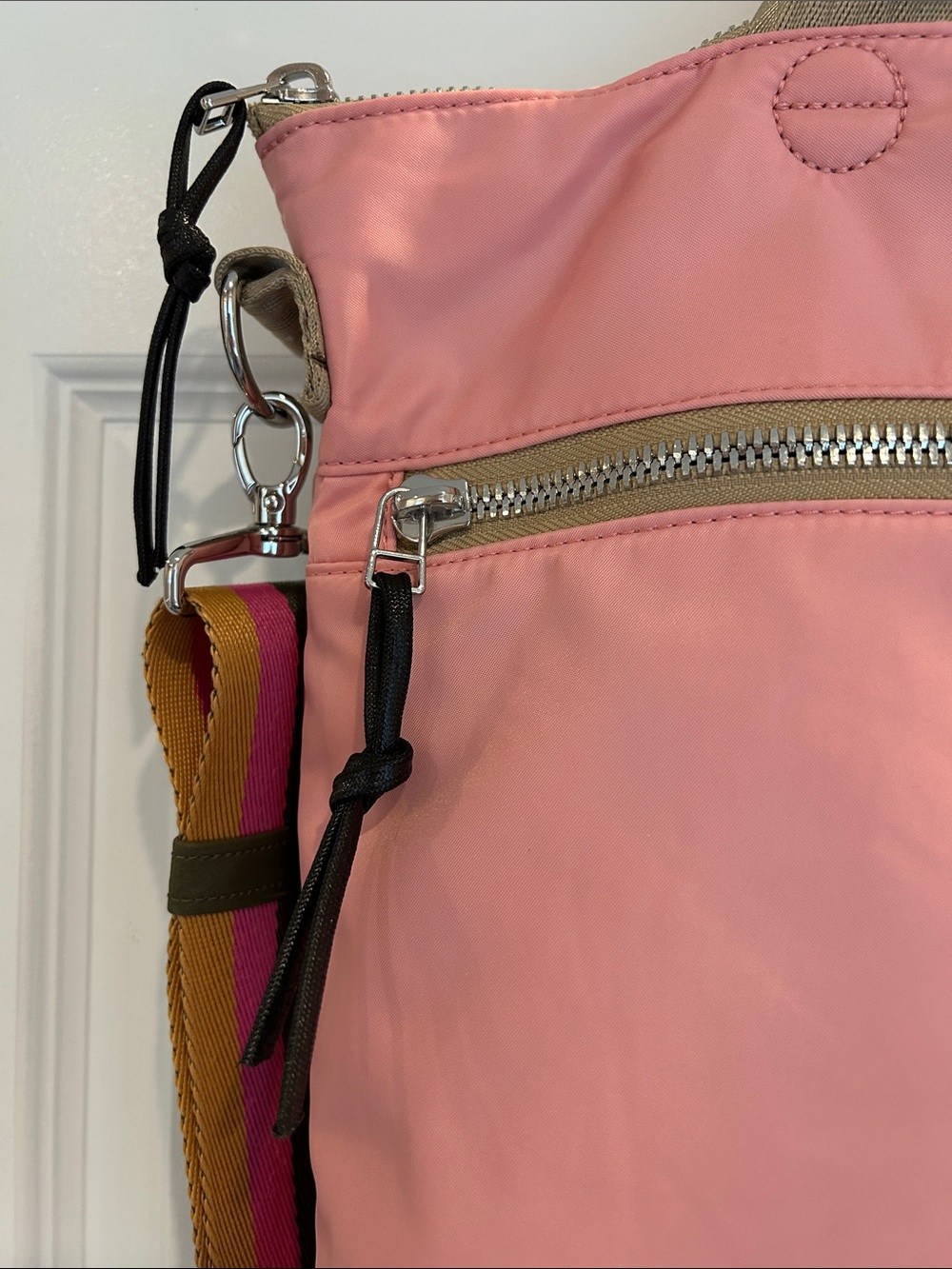 ShortyLOVE Large Pink Tote with Striped Adjustable Strap - Picture 3 of 15